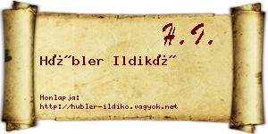 Hübler Ildikó névjegykártya